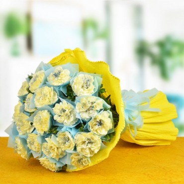 20 Yellow Carnations flowers